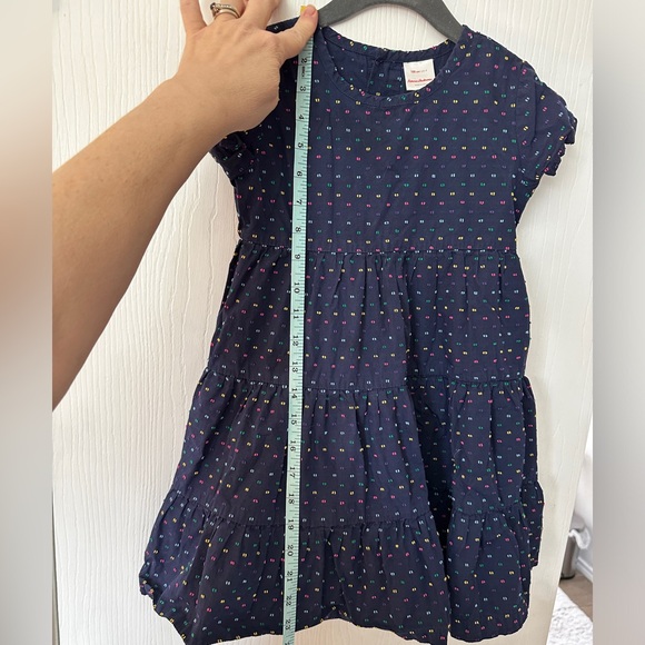Hanna Andersson navy tiered cotton dress- embroidered dots, size 100 US 4 girls - Picture 3 of 8